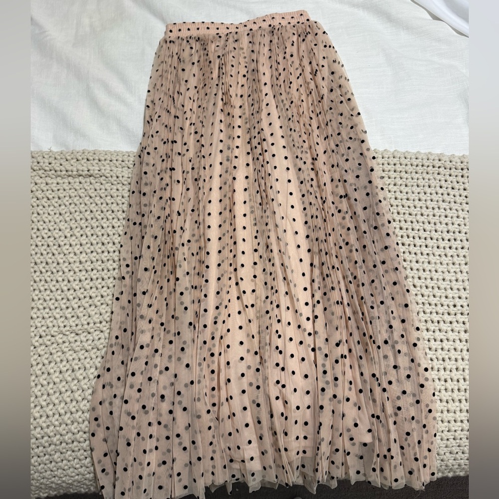 Red dress boutique - VINTAGE WAVE BEIGE TULLE POLKA DOT MAXI SKIRT - Picture 9 of 9